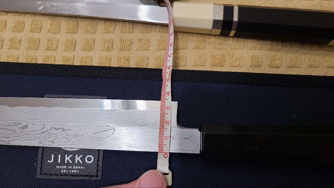 JIKKO 實光 先丸刺身包丁 ダマスカス 青鋼一号 300mm 尺 黒檀八角柄
