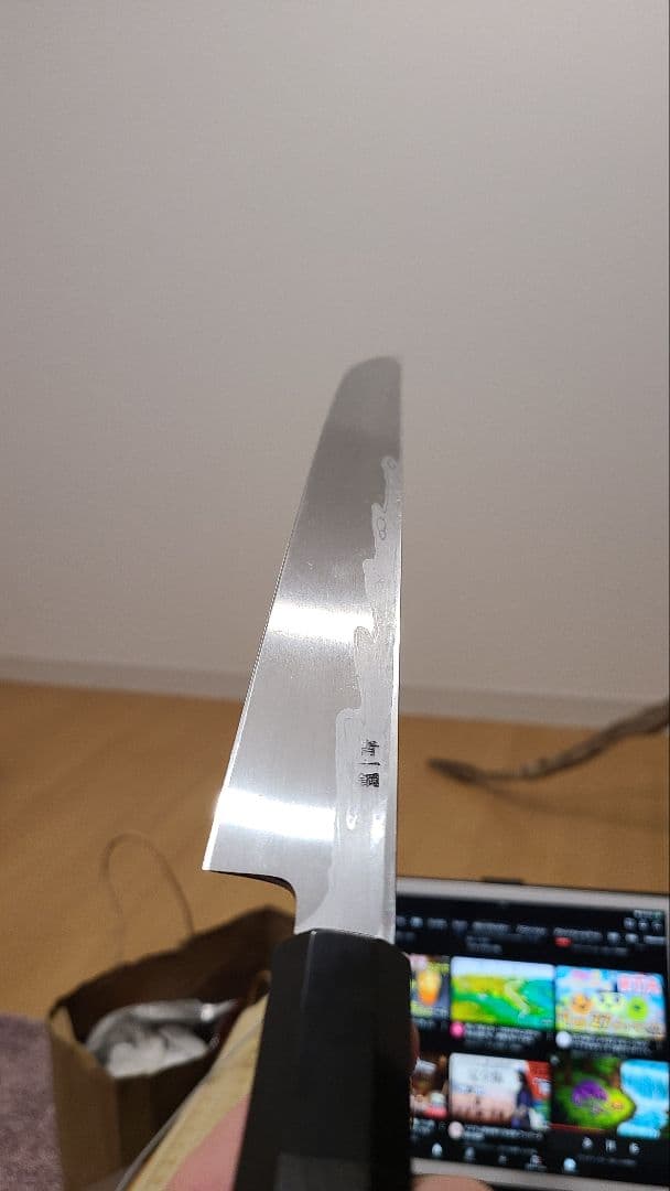 JIKKO 實光 先丸刺身包丁 ダマスカス 青鋼一号 300mm 尺 黒檀八角柄