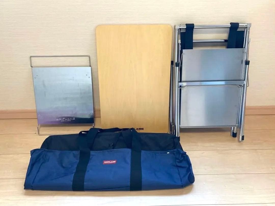 【美品】UNIFLAME キッチンスタンドⅡ センターラック 木製天板 収納袋