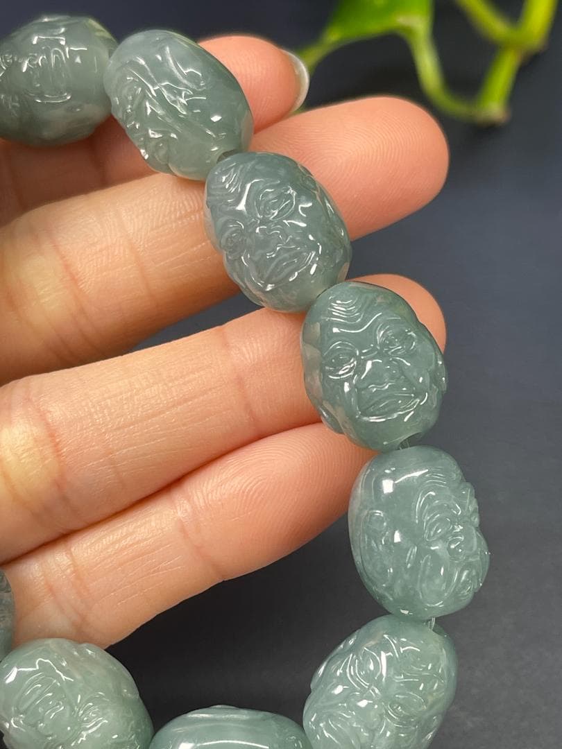 グアテマラ産天然翡翠 阿羅漢ブレスレット A貨 本翡翠 17cm 0103
