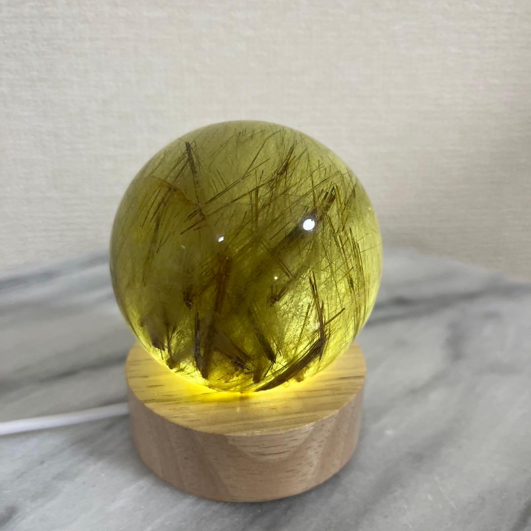 【天然石】 ルチルクォーツ スフィア 丸玉 台座付き パワーストーン