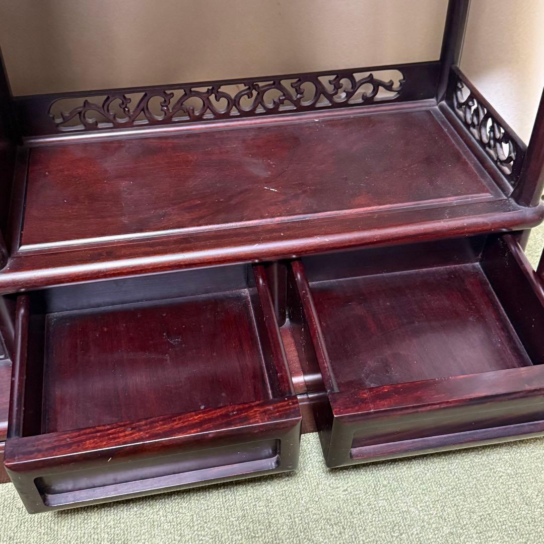 昭和 レトロ 唐木 茶棚 違い棚 茶箪笥 タンス 紫檀 銘木 高級家具 和室