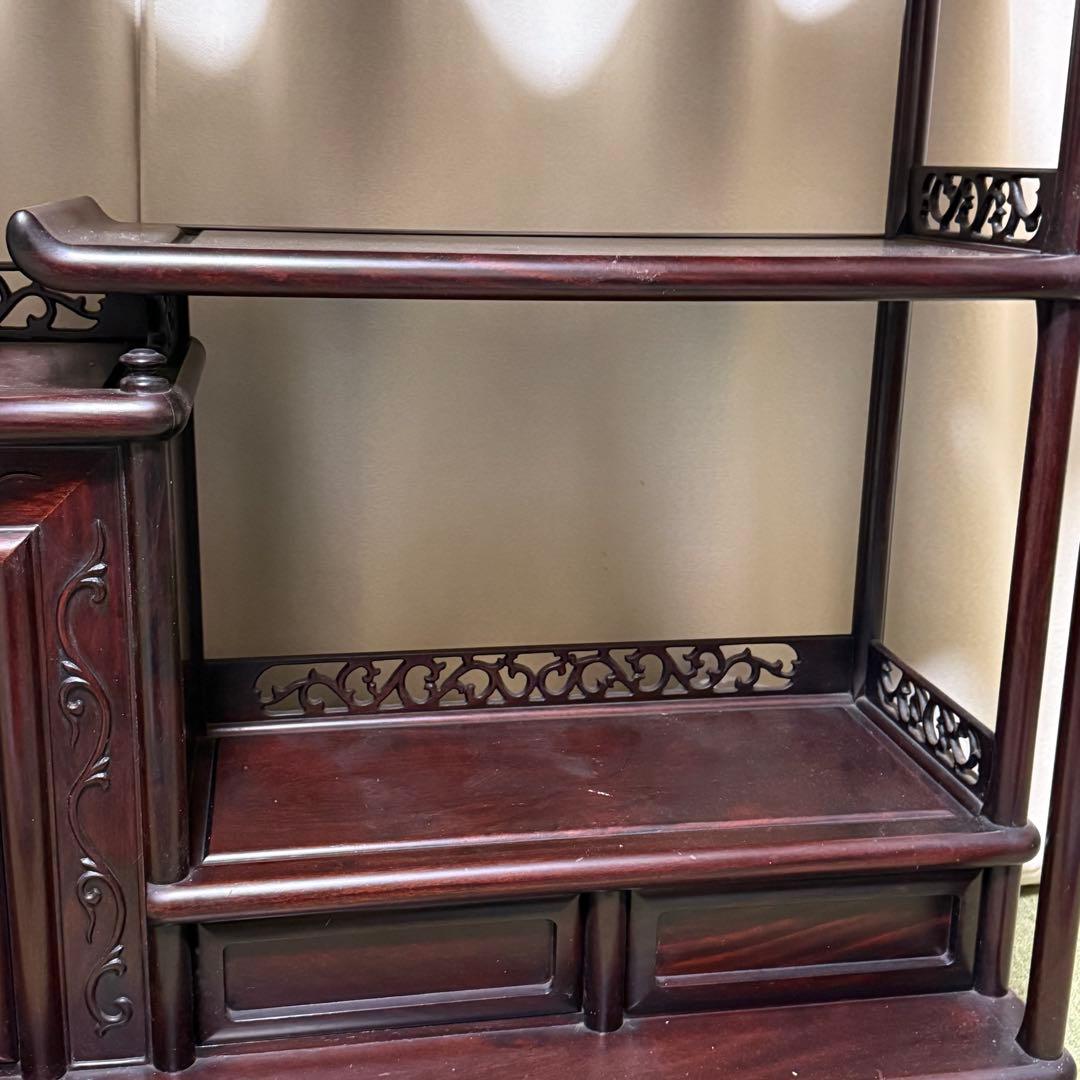 昭和 レトロ 唐木 茶棚 違い棚 茶箪笥 タンス 紫檀 銘木 高級家具 和室