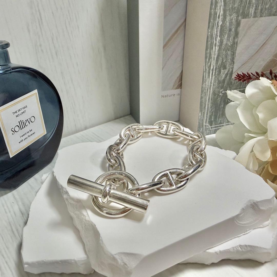 HERMES エルメス シェーヌダンクル 925 ブレスレット GM 12コマ