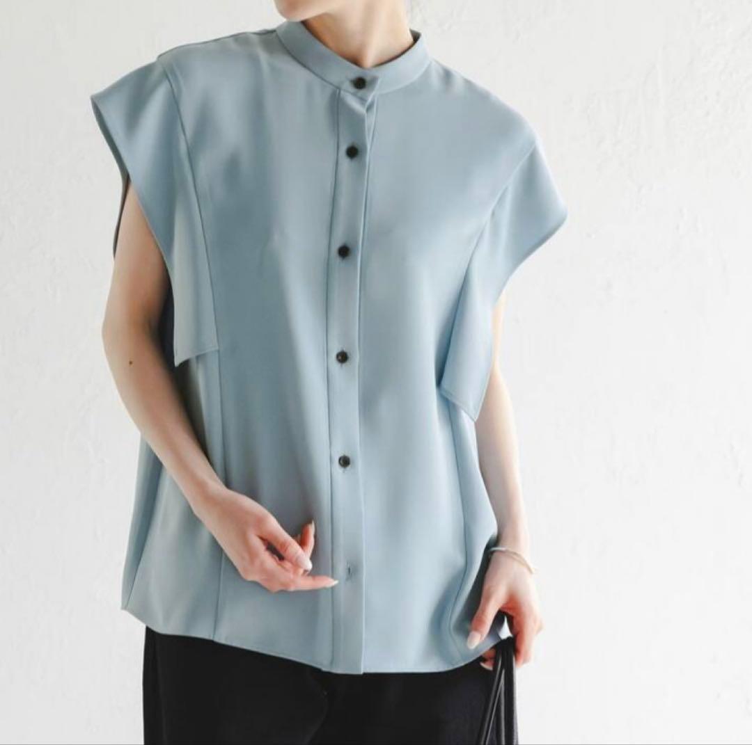 sakuさま専用 noble スクエアースリーブフロントオープンブラウス ブルー