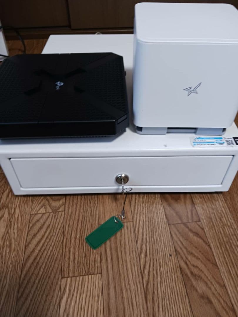 USENレジ　Uレジ　キャッシュドロア　& プリンターセット ホワイト 鍵付き