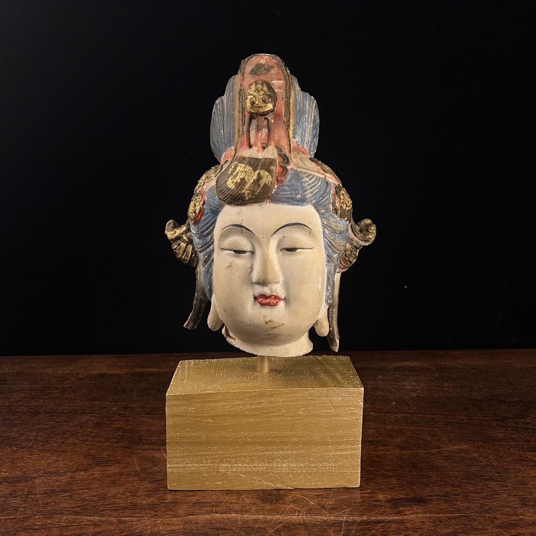 Y*u様 木雕加彩観音 仏頭