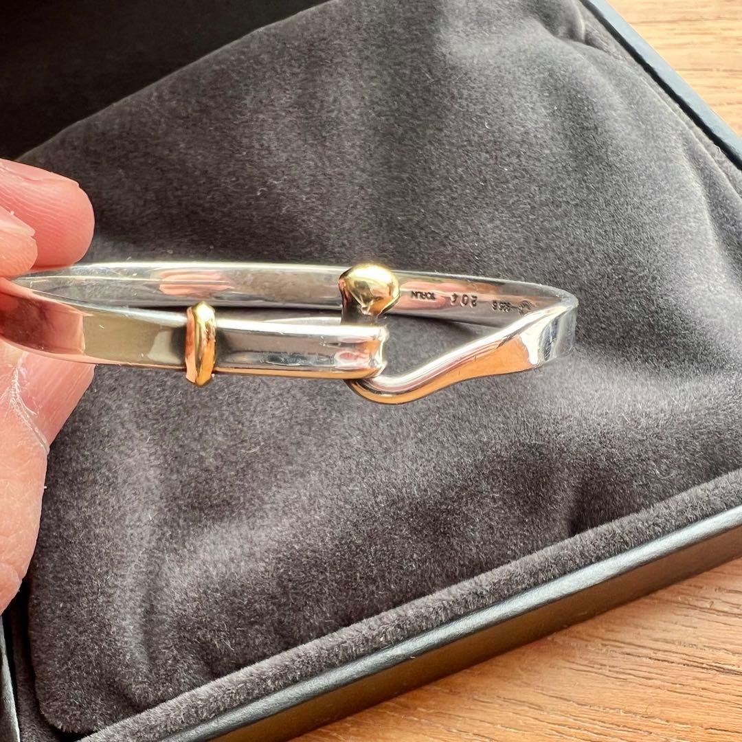 箱付ジョージジェンセン TORUN バングル 18K × シルバー925 XS