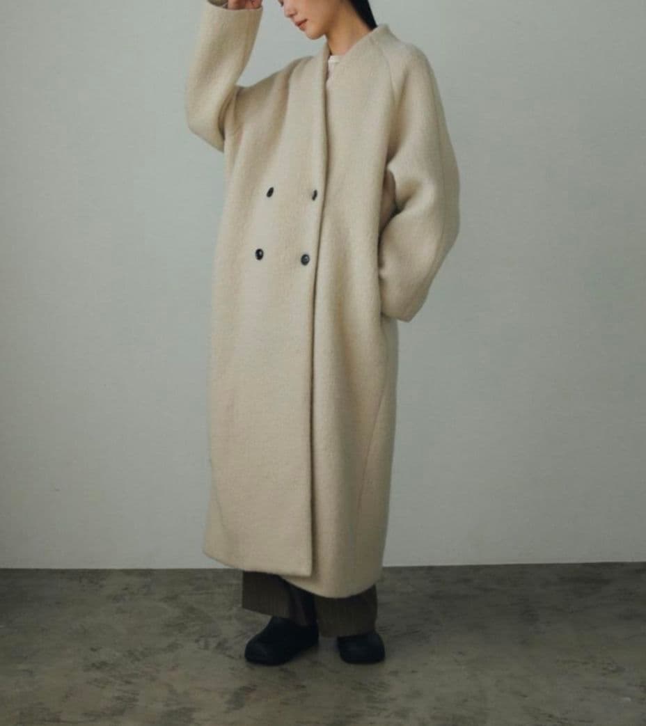 タグ付新品【anuke】Collarless Shaggy Coat 38サイズ