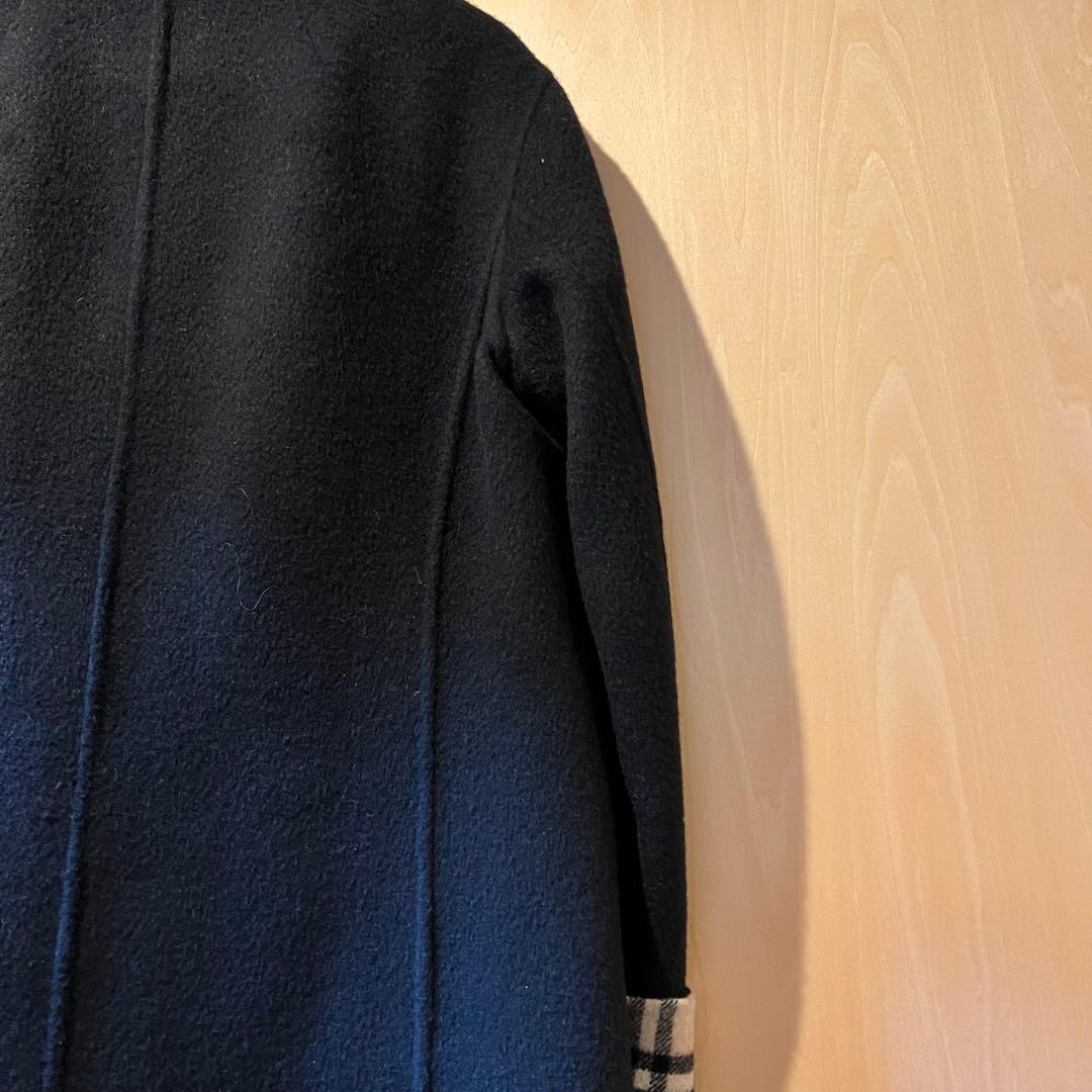 バーバリーロンドン ロングコート ノバチェック カシミヤ 黒　40サイズ