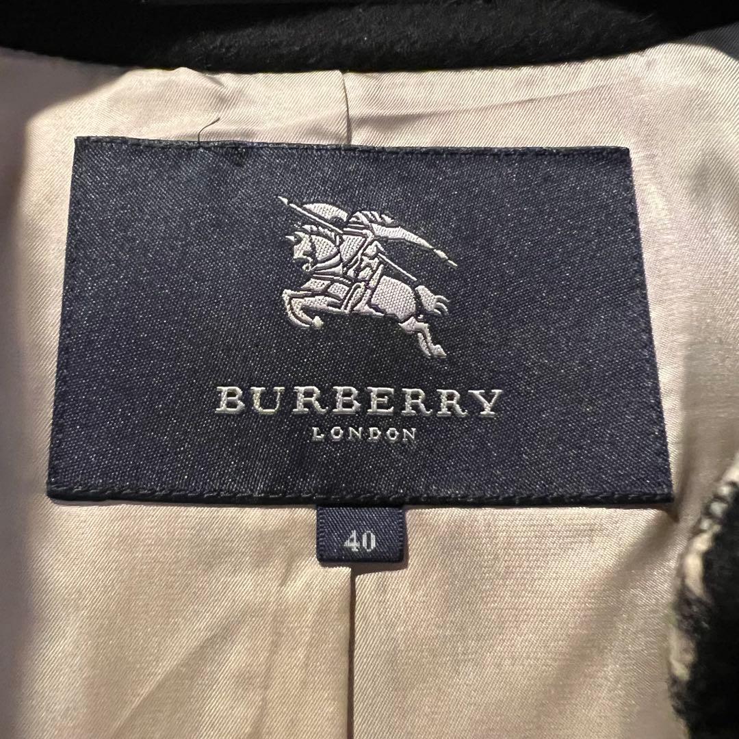 バーバリーロンドン ロングコート ノバチェック カシミヤ 黒　40サイズ