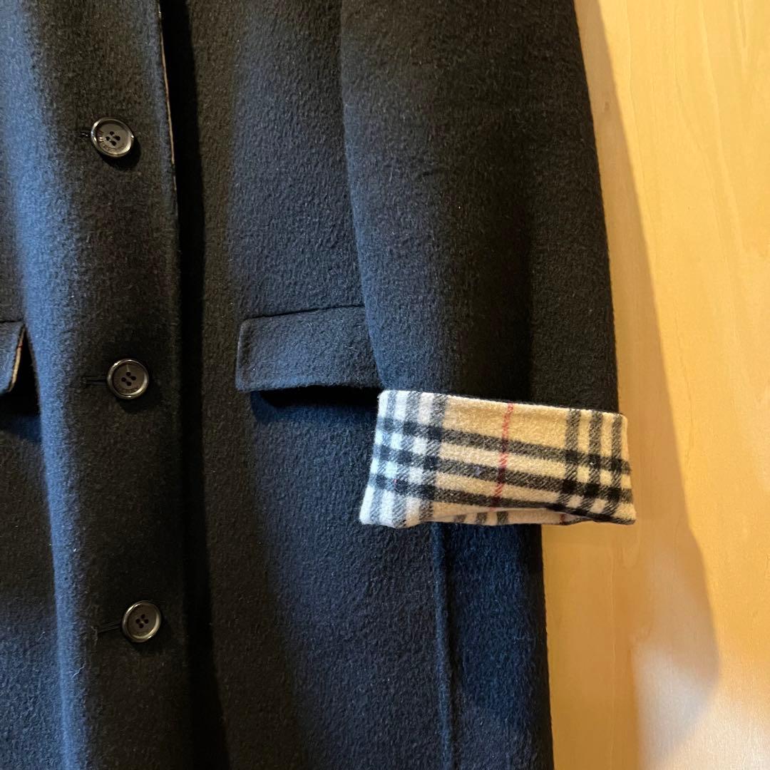 バーバリーロンドン ロングコート ノバチェック カシミヤ 黒　40サイズ