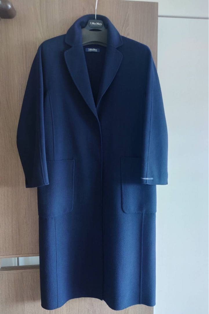 マックスマーラーネイビー チェスターコート ウエストベルト付きサイズ38 M