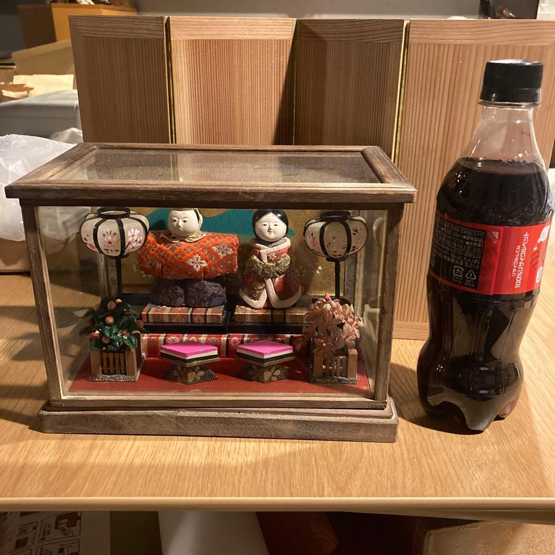 アンティーク　ケース入り小さな木目込み雛人形