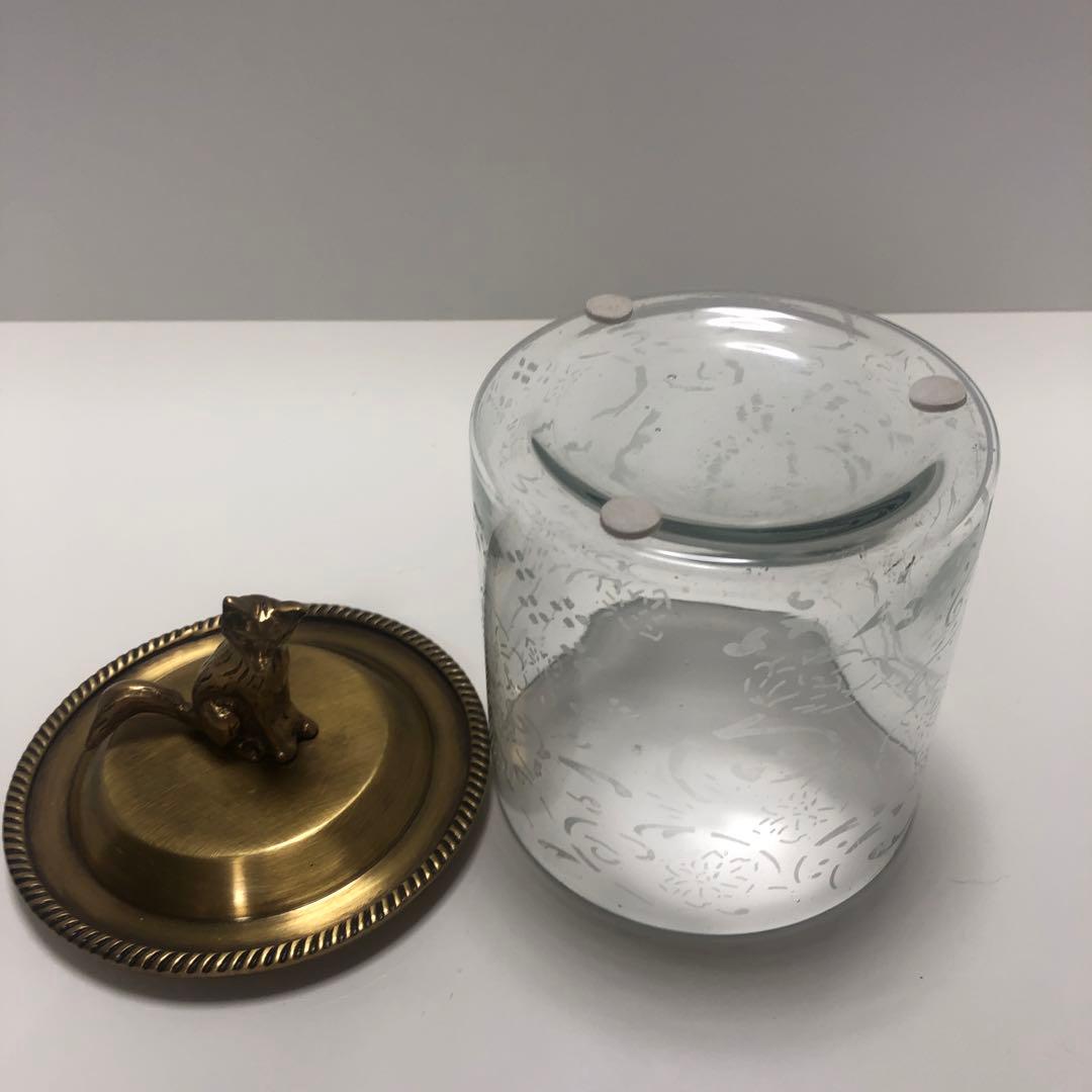 F☆ キツネ　の　ガラス　小物入れ　キャニスター