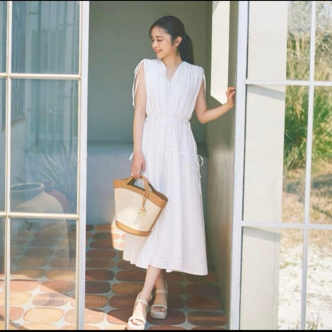 CELFORD カシュクールリボンノースリーブワンピース　38 新品未使用タグ付