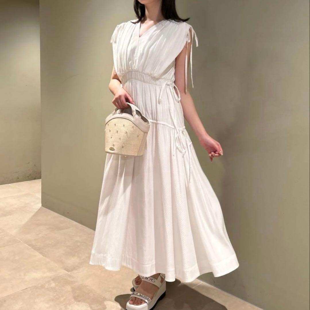 CELFORD カシュクールリボンノースリーブワンピース　38 新品未使用タグ付