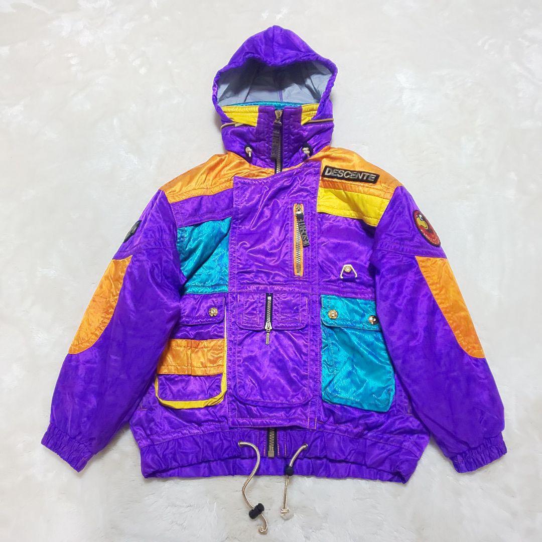 古着　DESCENTE スキーウェア 紫 オレンジ