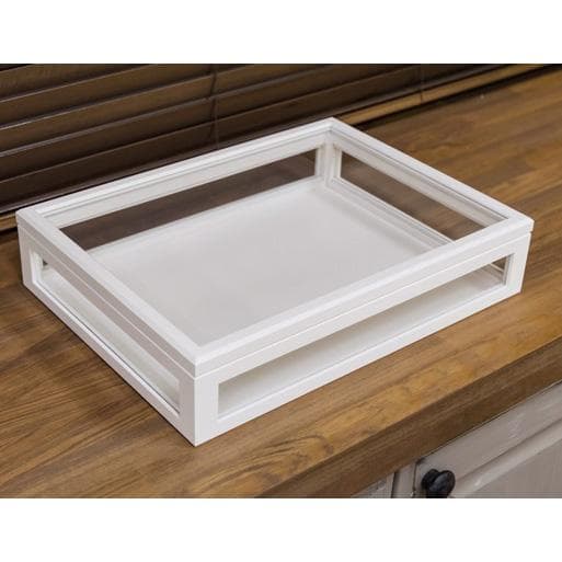 ガラスケース 小物収納ボックス ホワイト W40