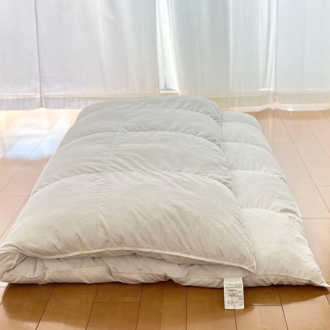 無印良品　グレー羽毛　掛ふとん　二層式 薄型　ダブルサイズ　190×210cm