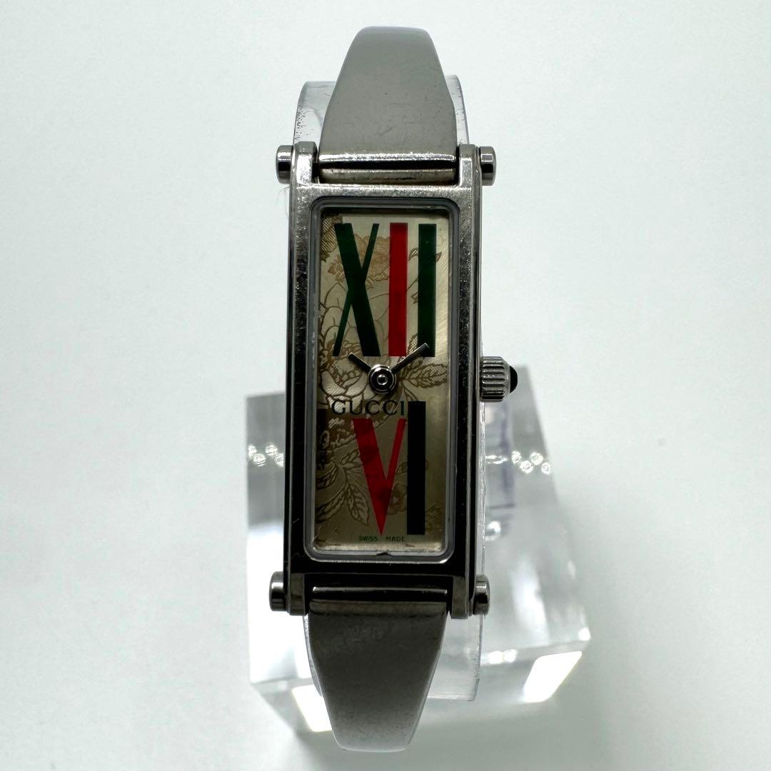 新品電池 GUCCI 1500 L 花柄 腕時計 希少 ブレスウォッチ シルバー