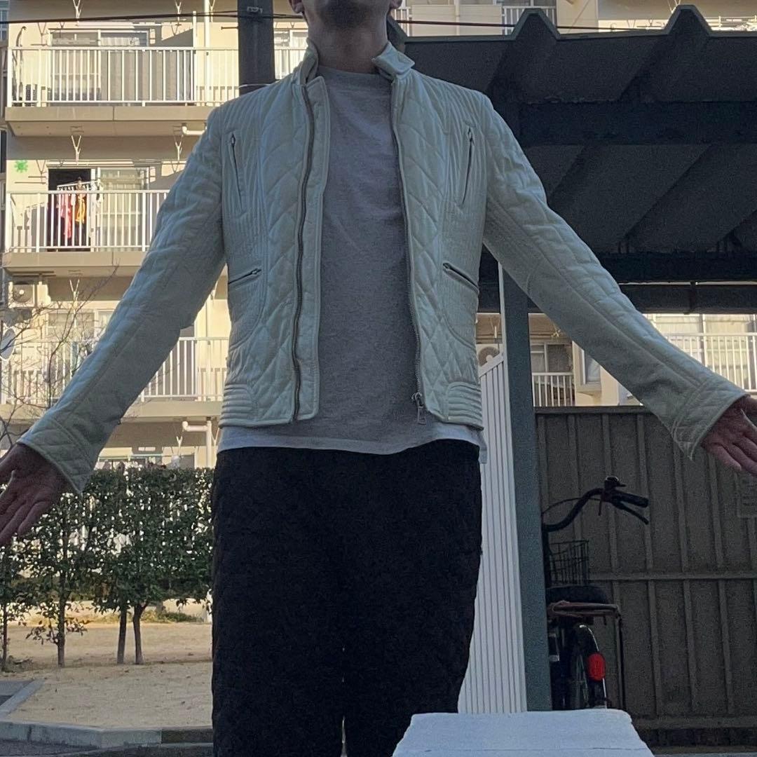 M　Dolce & Gabbana ホワイトレザーライダースジャケット