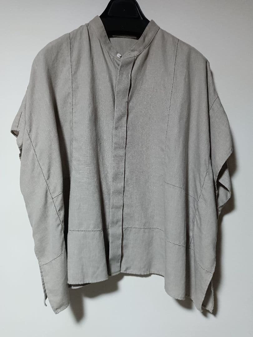 フレンチリネン スタンドカラーシャツ