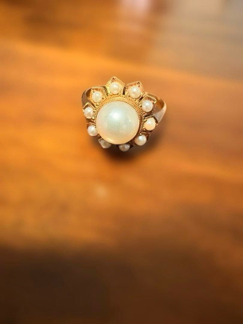 ヴィンテージ　真珠 フラワーデザイン リング　アンティーク