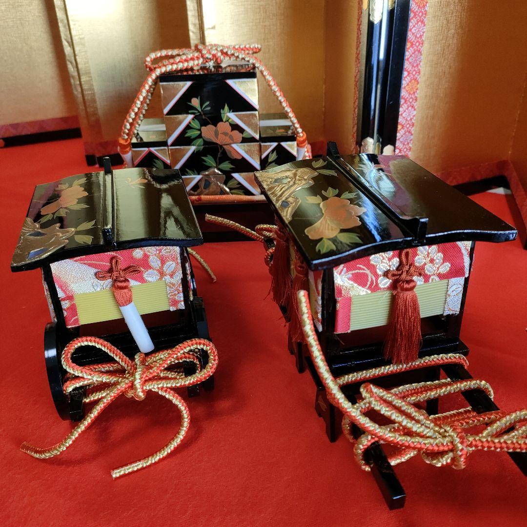 雛人形　お雛道具6点セット　親子重箱　本金手書　40号　牡丹　　木製