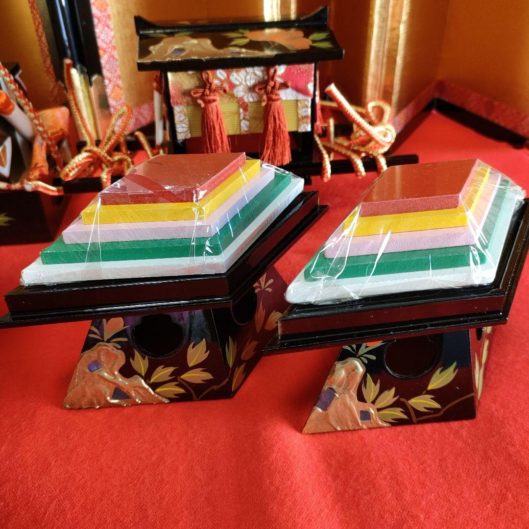 雛人形　お雛道具6点セット　親子重箱　本金手書　40号　牡丹　　木製