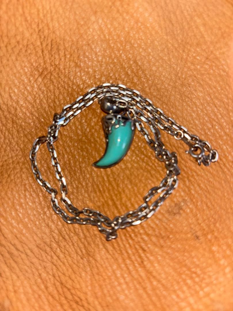 ターコイズと牙型ネックレス.シルバー