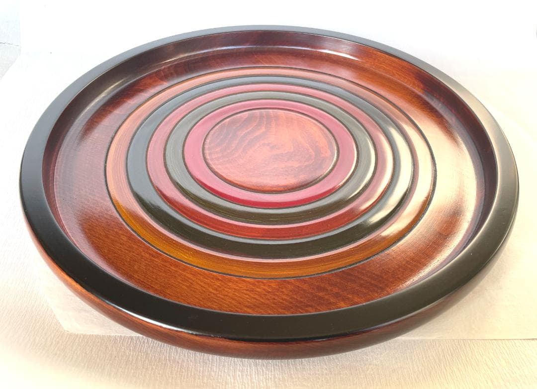 お盆トレー 丸盆 厚渕切立独楽丸盆 33㎝ 漆器 漆塗り 讃岐漆器
