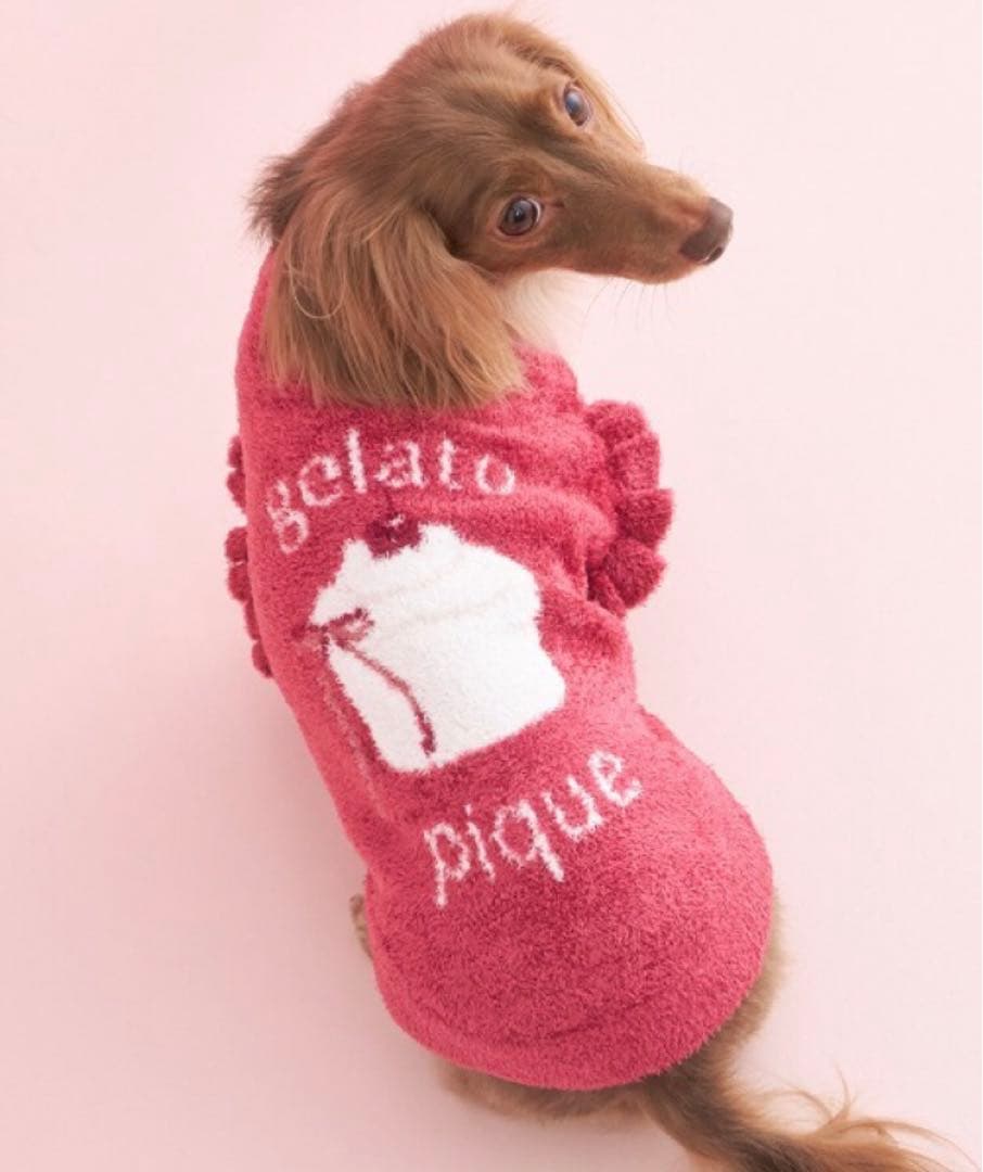 ジェラートピケ　オータムケーキジャガードプルオーバー　ピンク　レッド　Mサイズ