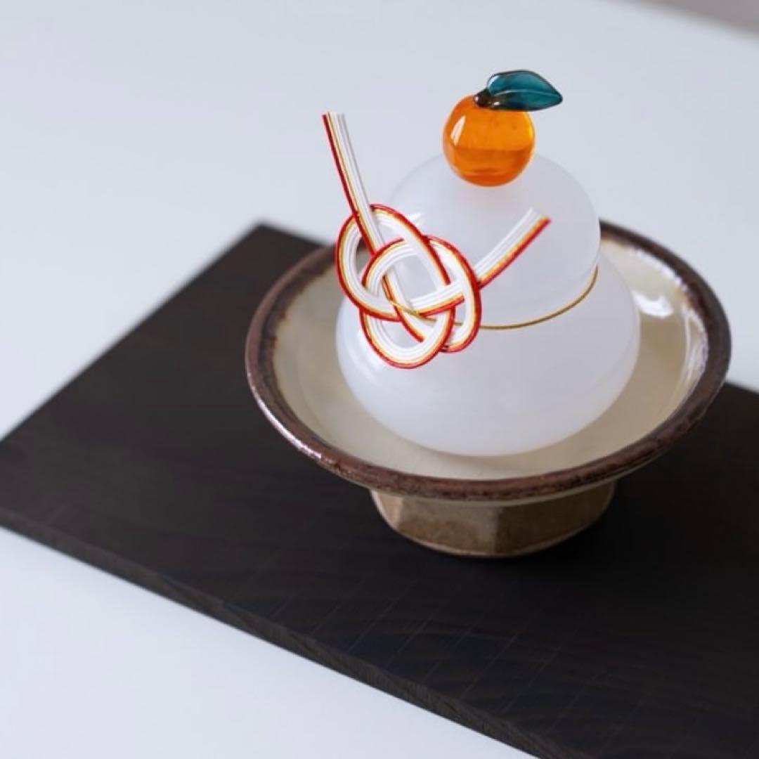 【美品】花岡央 Hiroy Glass Studio(大) 鏡餅ガラス飾り