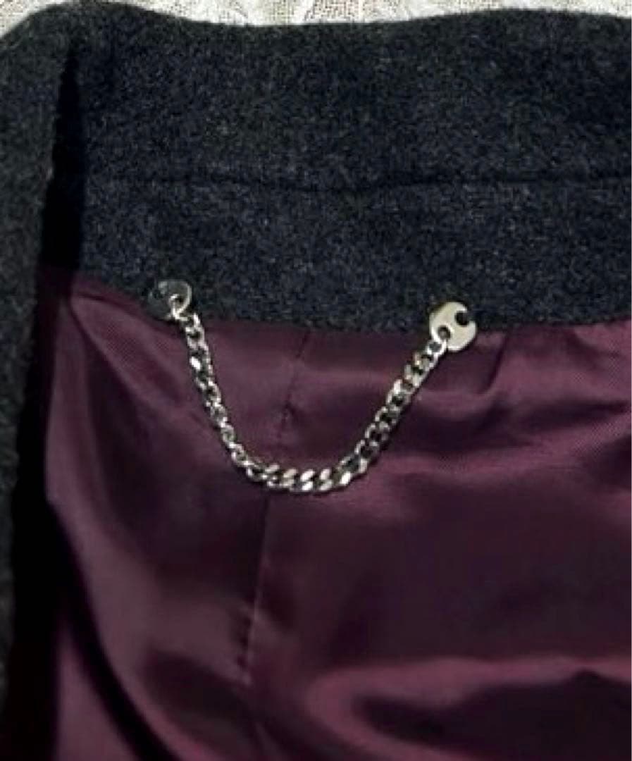 【正規品】 DIESEL チェスターコート レザー 切替 ウール ブラック 牛革