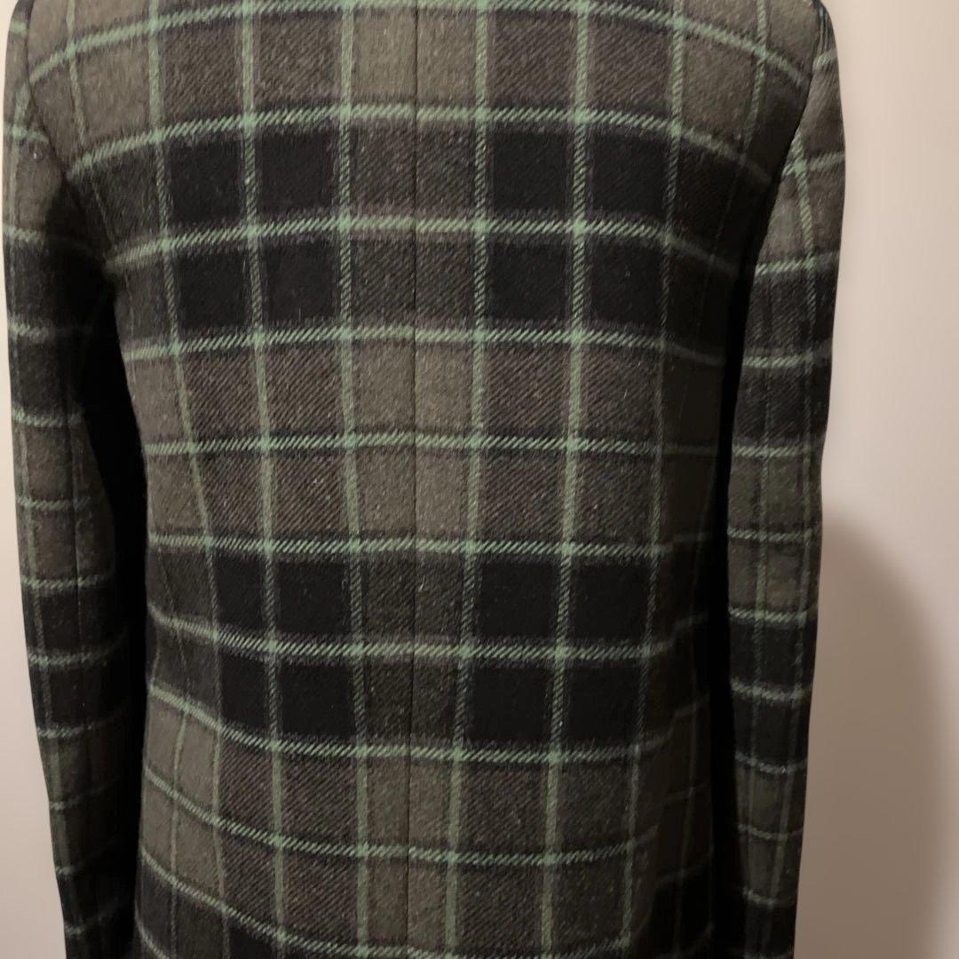 LOVE MOSCHINO チェック柄 花刺繍ウールコート 40