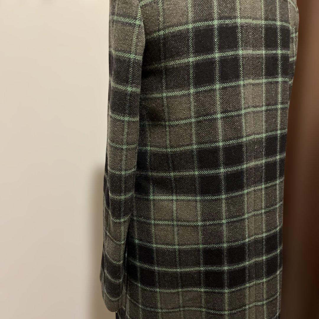 LOVE MOSCHINO チェック柄 花刺繍ウールコート 40