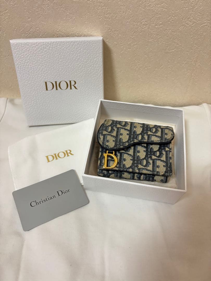 Dior 三つ折り財布 ネイビー