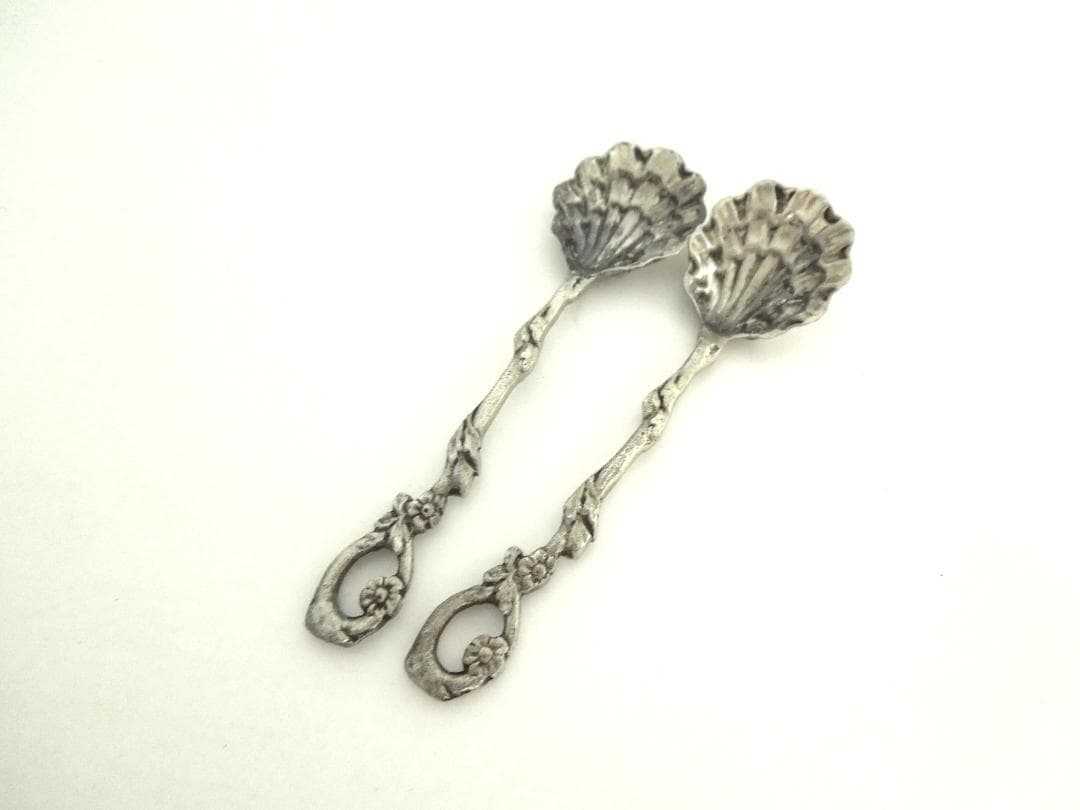 フランス　シルバーソルトスプーン2本　純銀