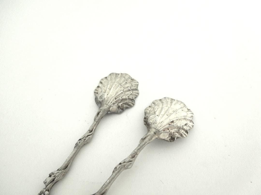 フランス　シルバーソルトスプーン2本　純銀