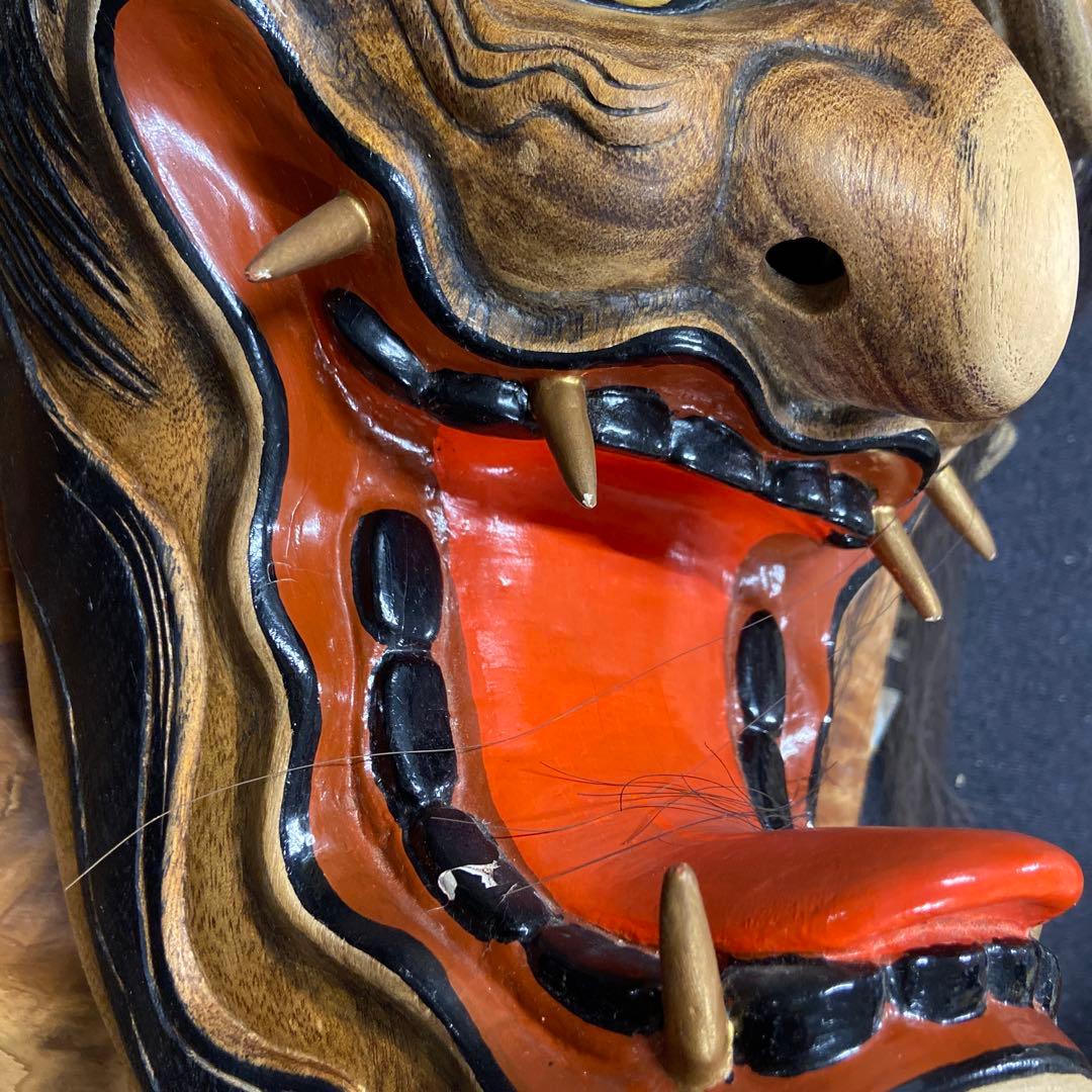 【迫力の神楽面 】般若面 木彫 敏秋作✨【ガハハ本舗お宝倉庫市】