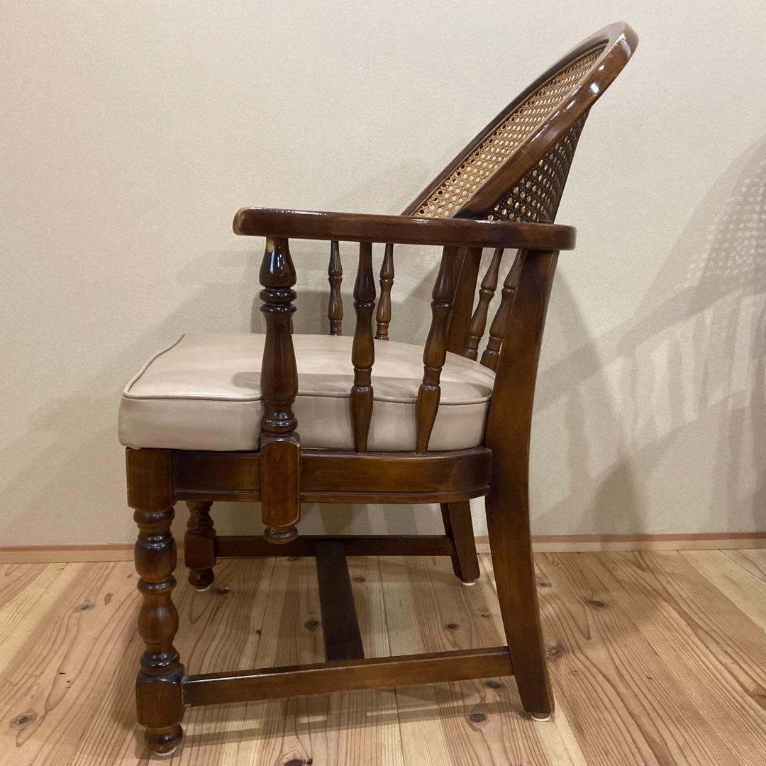 ① 【希少品】 オールド カリモク karimoku アームチェア　ラタン