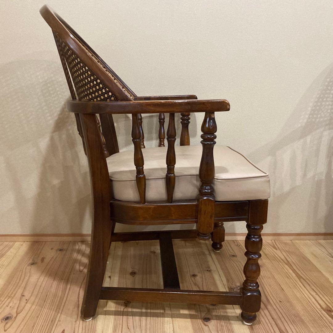 ① 【希少品】 オールド カリモク karimoku アームチェア　ラタン