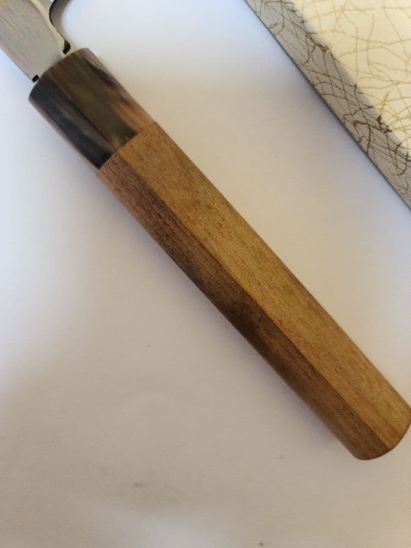 柳刃包丁　堺打刃物　刺身　鋼白二　尺寸　31ｃｍ　鏡面　水牛柄包丁