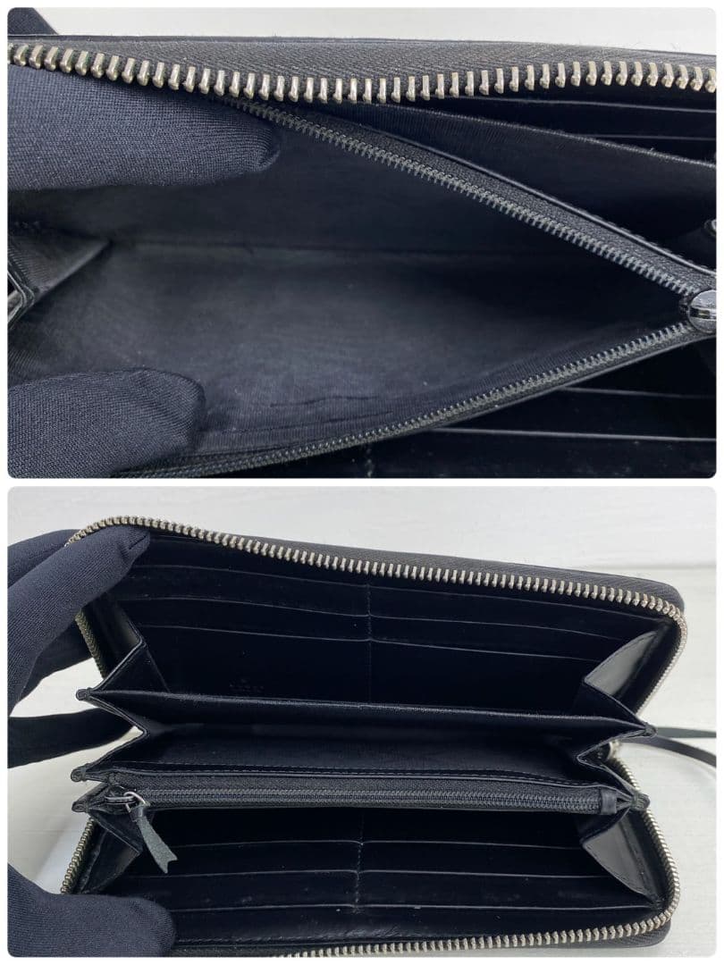 美品✨️ グッチ 長財布 ラウンドファスナー GGシマ シェリーライン レザー