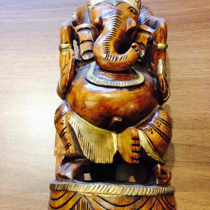 ガネーシャ【夢を叶える神】木製彫刻置物23cm、迫力満点