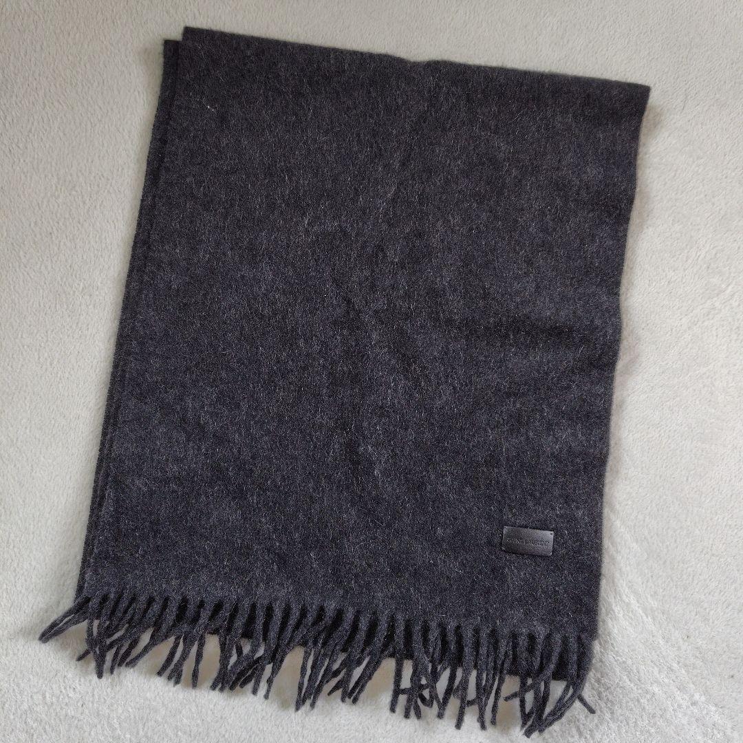 極美品　現行　サンローラン　カシミヤ100　マフラー　ユニセックス　レザータグ