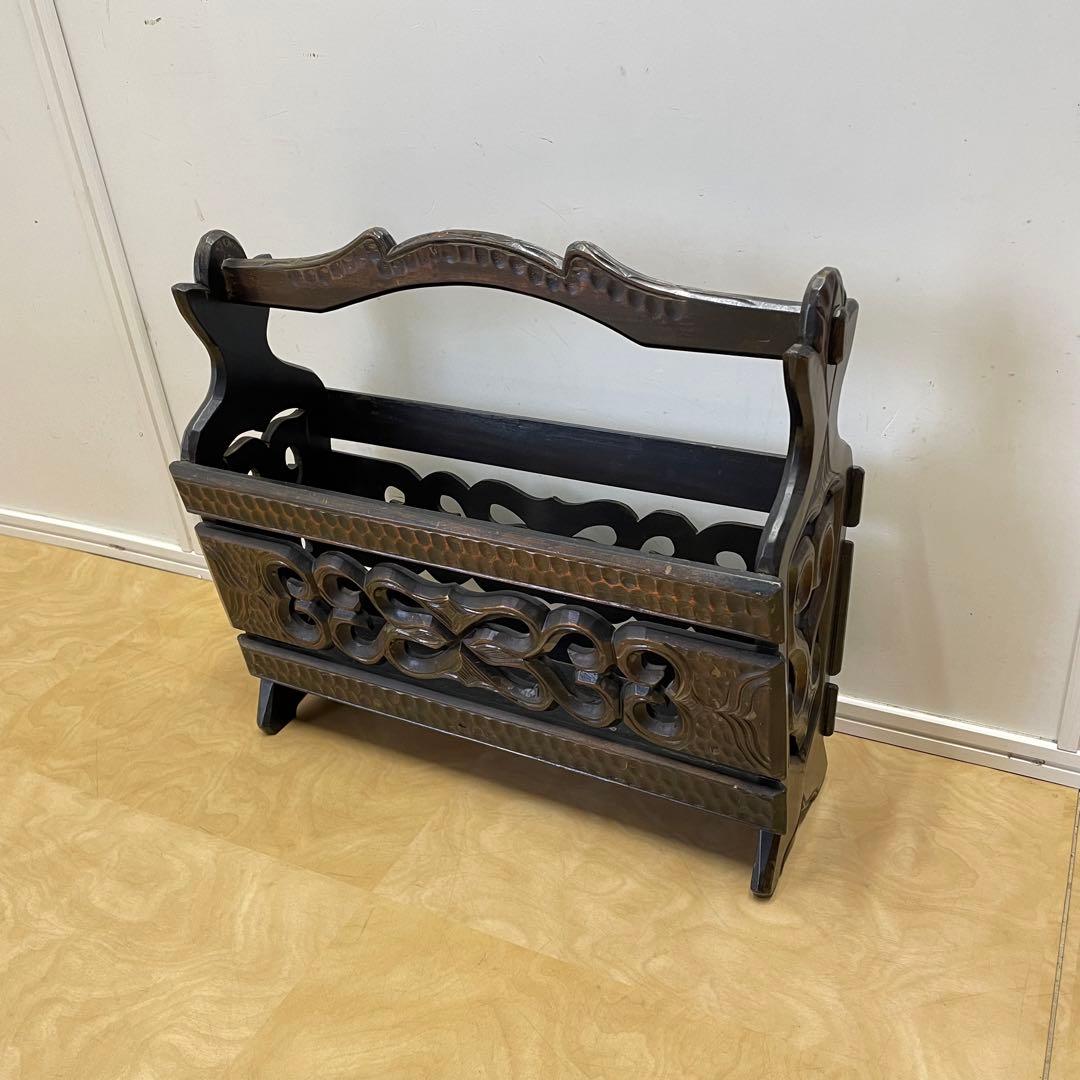 アイヌ 木彫り マガジンラック 木製 ビンテージ レトロ アンティーク