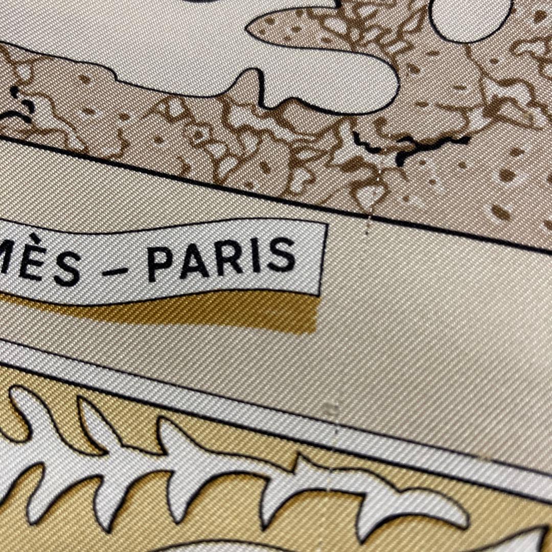 HERMES　スカーフ　カレ90　EARLY AMERICA 動物柄　茶系