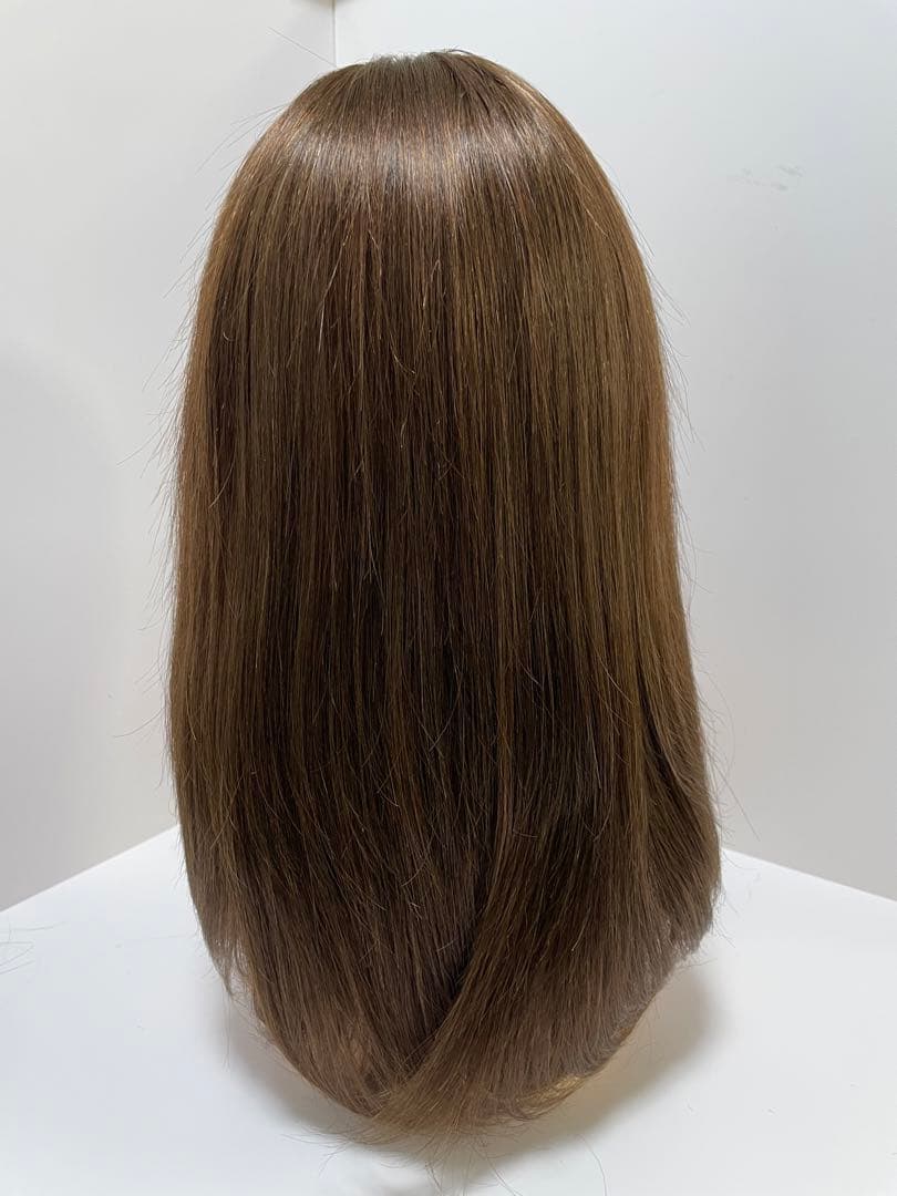 フルウィッグ人毛ウィッグ医療ウィッグミディアム　センターパートブラウン